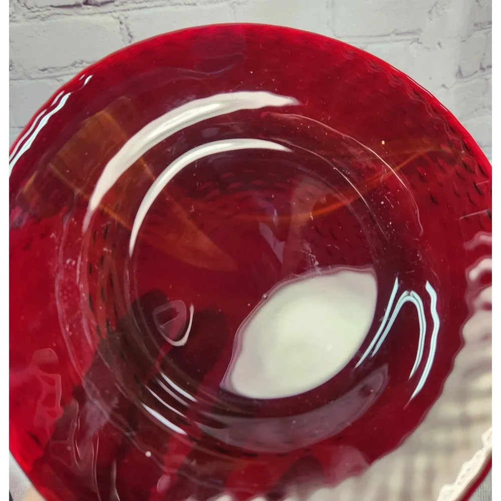 4 Arcoroc Vercors Ruby Red Salad Dessert Plate Set Heavy Faint Color Swirl 7-3/8